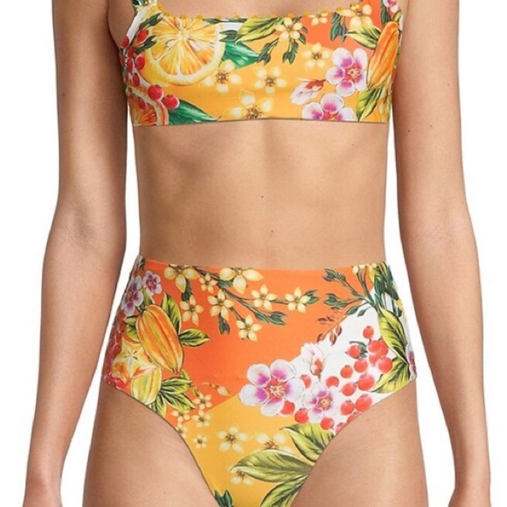 Agua Bendita Verano Road Sele Embellished Printed Bikini Top
